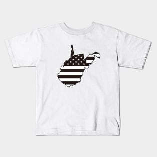 Black and White Flag West Virginia Kids T-Shirt